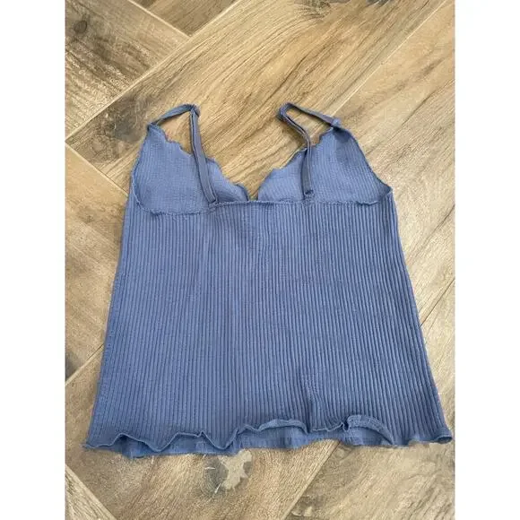 Out from Under by Urban Outfitters Bundle (2) Blue/Cream Cropped tank Tops. XS/S - Picture 6 of 7